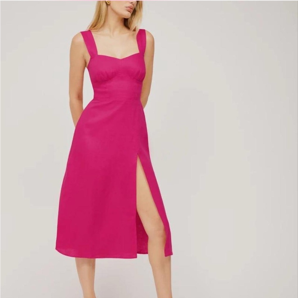 Reformation Seaside Linen Midi Dress
